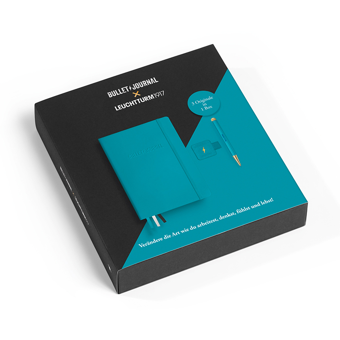 Bullet Journal Gift Set incl. 1 Bullet Journal Turquoise25,1 Drehgriffel, 1 Pen Loop G