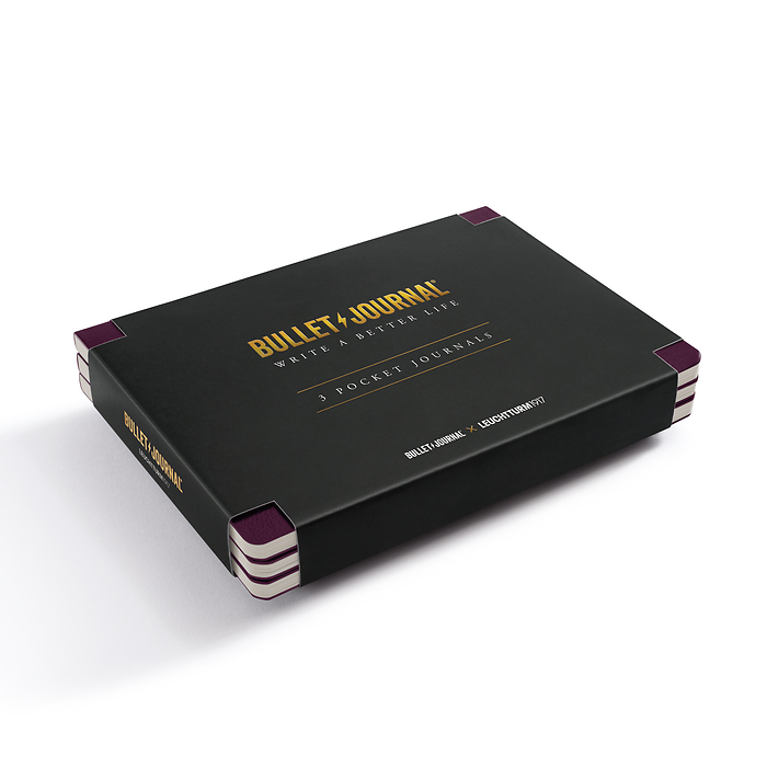 Bullet Journal Pocket, 46 numbered double pages, Dotted, Purple26, pack of 3